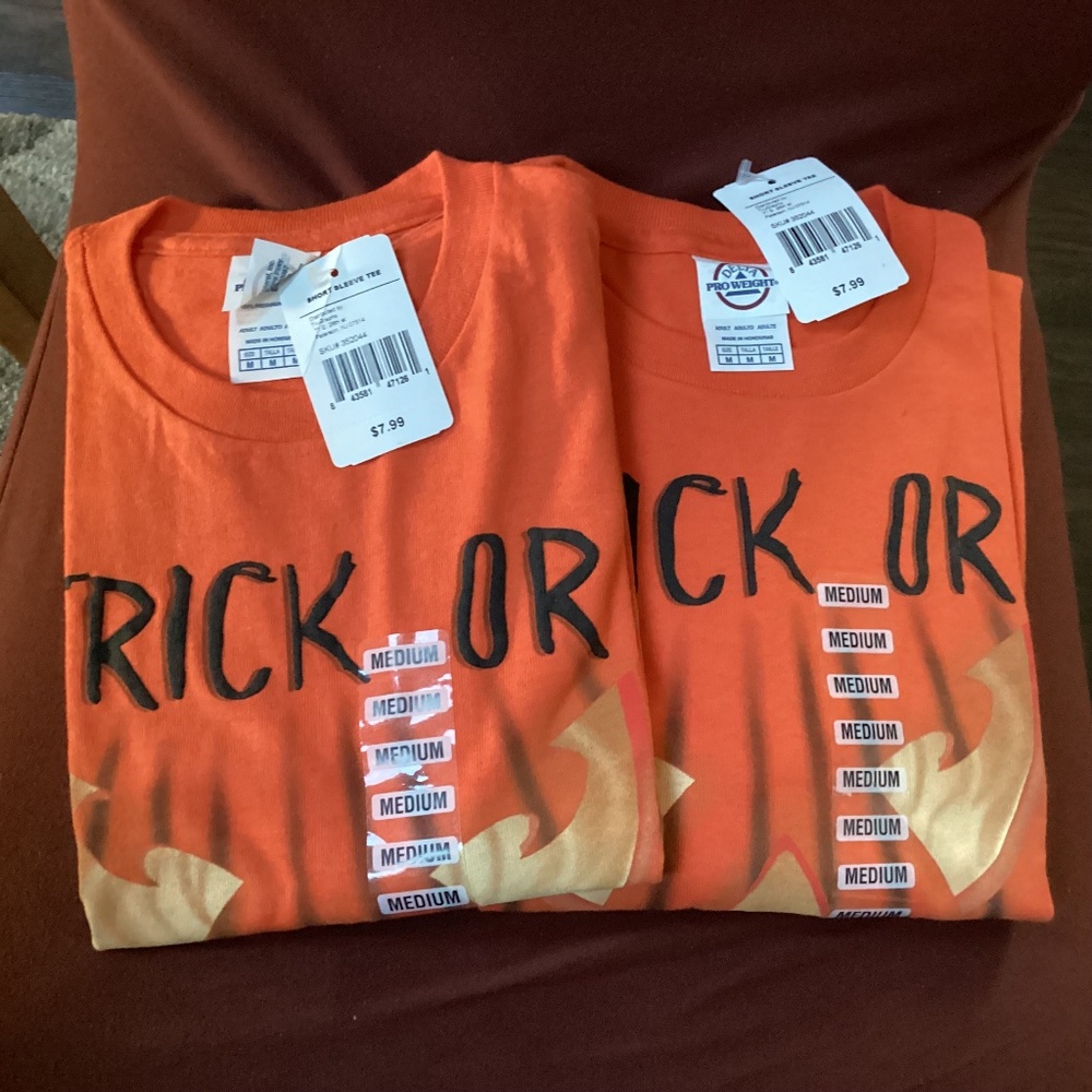 Halloween Trick or Treat Orange Short Sleeve Tee Bundle Size Medium